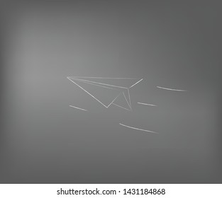 Paper plane drawing by chalk on blackboard, Illustration Vector. 