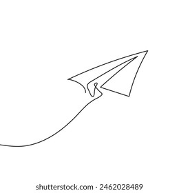 Paper plane drawing vector using continuous single one line art style vector.