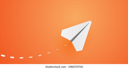 Paper plane with dushed line illustration