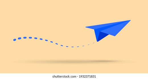 Paper plane with dushed line vector illustration
