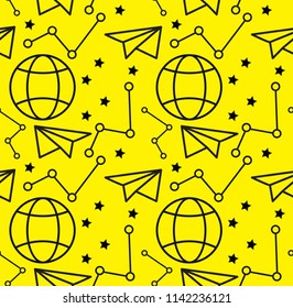 paper plane and earth pattern