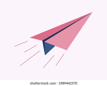 Paper plane. Fast flying paper plane, freedom concept sign. Fast message sending. Vector.