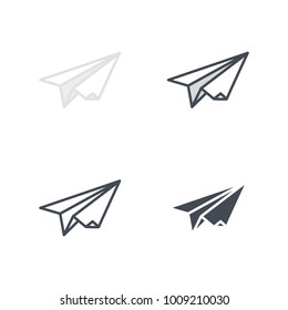 Paper plane flat colored line silhouette icon