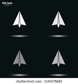 Paper plane flat grayscale vector icon.