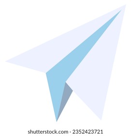 Paper plane flat icon for graphic design projects isolated on white background.