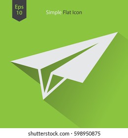 Paper Plane Flat Icon. Simple Sign Of Paper Toy. Vector Illustrated Symbol
