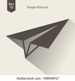 Paper Plane Flat Icon. Simple Sign Of Paper Toy. Vector Illustrated Symbol