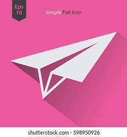 Paper Plane Flat Icon. Simple Sign Of Paper Toy. Vector Illustrated Symbol