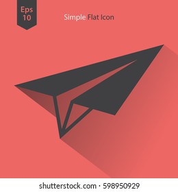 Paper Plane Flat Icon. Simple Sign Of Paper Toy. Vector Illustrated Symbol
