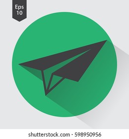 Paper Plane Flat Icon. Simple Sign Of Paper Toy. Vector Illustrated Symbol
