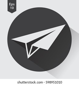 Paper Plane Flat Icon. Simple Sign Of Paper Toy. Vector Illustrated Symbol
