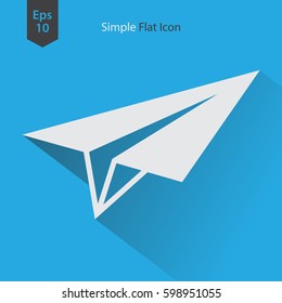 Paper Plane Flat Icon. Simple Sign Of Paper Toy. Vector Illustrated Symbol