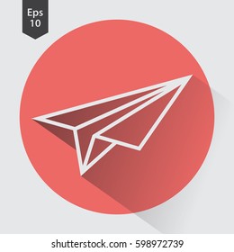 Paper Plane Flat Icon. Simple Sign Of Paper Linear Toy. Vector Illustrated Symbol