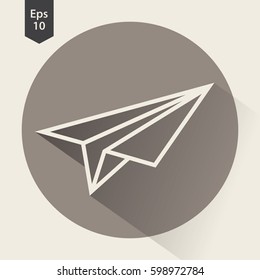 Paper Plane Flat Icon. Simple Sign Of Paper Linear Toy. Vector Illustrated Symbol