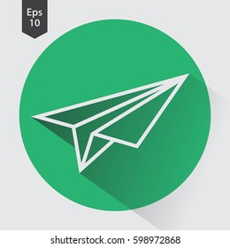 Paper Plane Flat Icon. Simple Sign Of Paper Linear Toy. Vector Illustrated Symbol