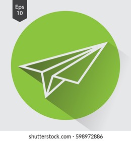 Paper Plane Flat Icon. Simple Sign Of Paper Linear Toy. Vector Illustrated Symbol