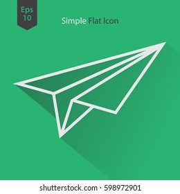 Paper Plane Flat Icon. Simple Sign Of Paper Linear Toy. Vector Illustrated Symbol