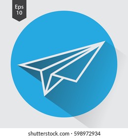 Paper Plane Flat Icon. Simple Sign Of Paper Linear Toy. Vector Illustrated Symbol
