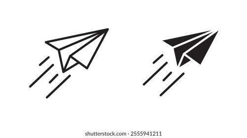 Paper plane flat simple vector symbols illustration.