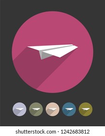Paper plane in flat style set. Vector illustrations