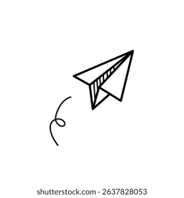 Paper plane flat vector icon with editable stroke