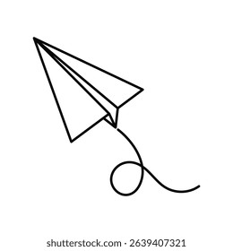 Paper plane flat vector icon and symbol design with editable stroke