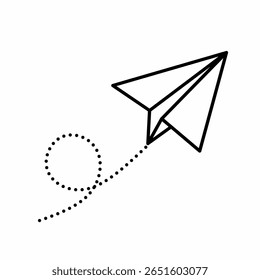 Paper plane flat vector icon perfect for messaging and communication, isolated on white background.