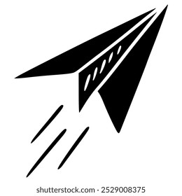 paper plane with fly effect hand drawn glyph icon