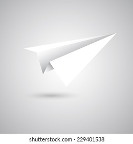 Paper plane fly on gray background, stock vector