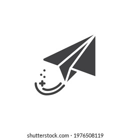 Paper plane fly vector icon. filled flat sign for mobile concept and web design. Origami airplane glyph icon. Symbol, logo illustration. Vector graphics