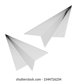 Paper plane flying. Abstract image of a aircraft origami. Wireframe low poly mesh vector illustration