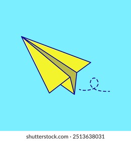 Paper Plane Flying Cartoon Vector Icon Illustration. Creative Hand Craft Concept. Flat Cartoon Style.