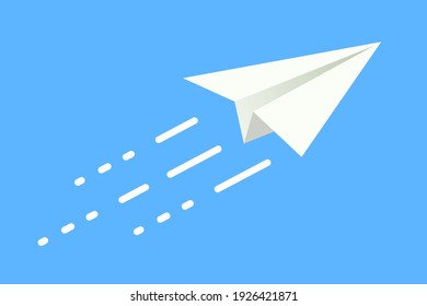 Paper Plane Flying. Concepts: The Way Forward, Unique, Innovation, Start-up Company, Business, Growth, Travel, Freedom, Dream.