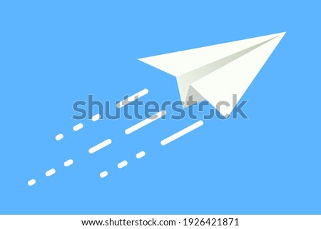 Paper plane flying. Concepts: the way forward, unique, innovation, start-up company, business, growth, travel, freedom, dream.