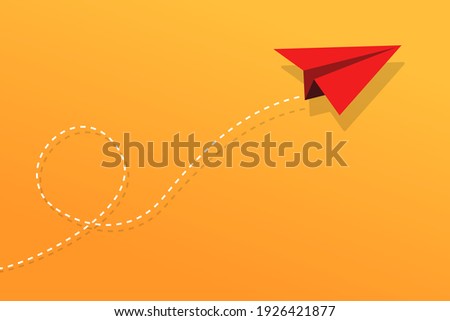 Paper plane flying. Concepts: the way forward, unique, innovation, start-up company, business, growth, travel, freedom, dream.