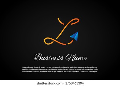 The paper plane flying form the letter L Initial Letter Logo For Your Freight Company Name, Alphabet Logo Template Ready For Use, Modern Initial Logo