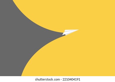 Paper plane flying forward with copy space. concept of innovation, business, growth, travel, freedom, dream.