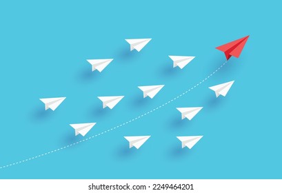 paper plane flying on sky,paper art style, vector design