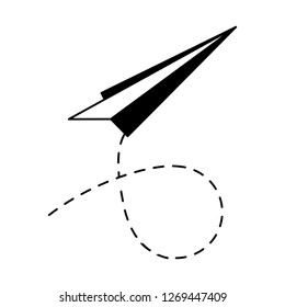 paper plane flying on white background