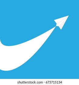 Paper plane flying over blue background ground., vector illustration