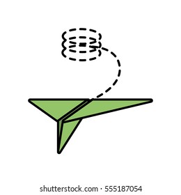 paper plane flying toy line dotted vector illustration eps 10