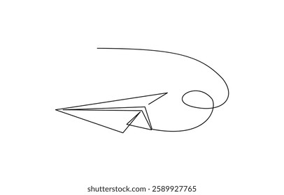 Paper plane flying up. Continuous one line drawing for business, Continuous one line drawing for business, travel or journey illustration.