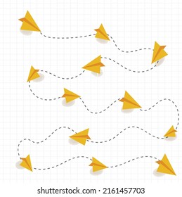 a paper plane flying vector background. Line paper airplane seamless pattern