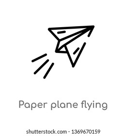 paper plane flying vector line icon. Simple element illustration. paper plane flying outline icon from user interface concept. Can be used for web and mobile