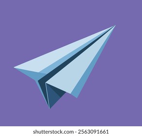 Paper plane with folded paper plane flying in the sky with no clouds in blue sky, blue color folded paper plane flying in blue sky and no clouds in bg.