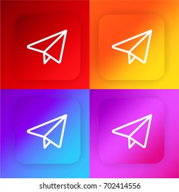 Paper plane four color gradient app icon set