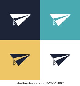 Paper Plane Four Color Minimalist Icon Logo Set in Elegant Color