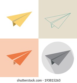 Paper plane in four design.vector illustration