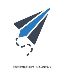 paper plane glyph colour vector icon