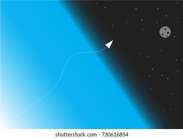 Paper plane go to the space, business concept